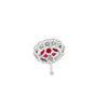 14K White Gold Oval Ruby and Diamond Halo Stud Earrings