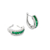 18K White Gold Emerald and Diamond Hoop Earrings