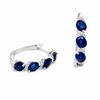 14K White Gold Sapphire and Diamond Hoop Earrings with Lever Back