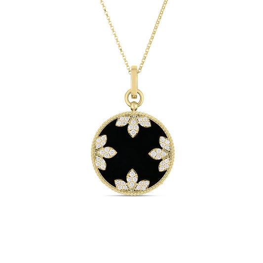 Roberto Coin 18K Yellow Gold Black Jade and Diamond Medallion Pendant