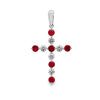 18K White Gold Diamond and Ruby Cross Pendant