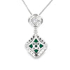 18K White Gold Emerald and Diamond Drop Pendant