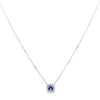 18K White Gold Sapphire and Diamond Halo Pendant