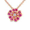 Leo Pizzo 18K Rose Gold Pink Sapphire Flower Pendant Necklace