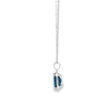 14K White Gold Oval London Blue Topaz with Diamond Halo Pendant and Chain