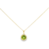 14K Yellow Gold Round Peridot & Diamond Halo Pendant