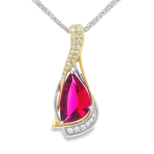 Simon G. 18K Two-Tone Rubellite Tourmaline & Diamond Freeform Twist Pendant