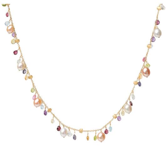 Marco Bicego 18K Single-Strand Gemstone Necklace with Freshwater Pearls