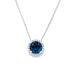 14K White Gold Round London Blue Topaz Diamond Necklace