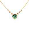 18K Yellow Gold Emerald and Diamond Clover and Diamond Stations Necklace