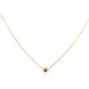 18K Yellow Gold Ruby and Diamond Flower with Milgrain Detail Necklace