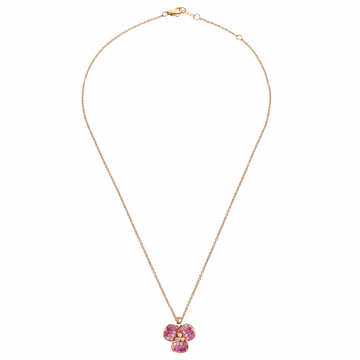 Leo Pizzo 18K Rose Gold Pink Sapphire and Diamond Flower Necklace