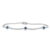 18K White Gold Sapphire Flower Station Tennis Bracelet