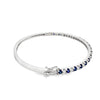 18K White Gold Alternating Sapphire and Diamond Bangle Bracelet