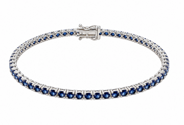 14K White Gold Blue Sapphires Tennis Bracelet