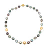 Tahitian, Golden South Sea, Akoya Multi-Color Pearl Necklace 18" with 14K Yellow Gold Ball Clasp