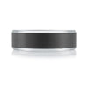 MALO 14K White Gold and Black Carbon Fiber 7mm Wide Wedding Band