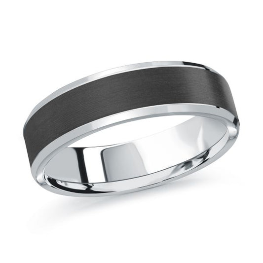 MALO 14K and Black Carbon Fiber 6mm Wide Wedding Band