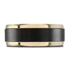 MALO 14K Gold & Black Carbon Fiber 8mm Wide Wedding Band with Tantalum Interior
