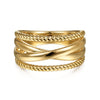Gabriel & Co. 14K Yellow Gold Hampton Twisted and Plain Criss Cross Ring