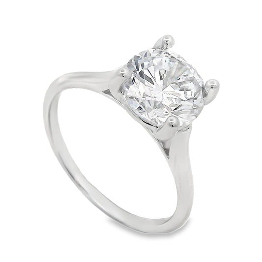 14K White Gold Solitaire Semi-Mount Ring Size 6