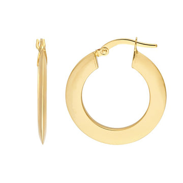 14K Yellow Gold Triangular Tube Round Hoop Earrings
