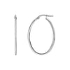 14K White Gold 30x20mm Knife Edge Tube Oval Hoop Earrings