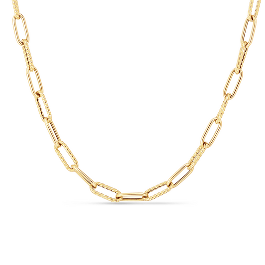 Roberto Coin 18K Yellow Gold Alternating Paperclip Link Chain