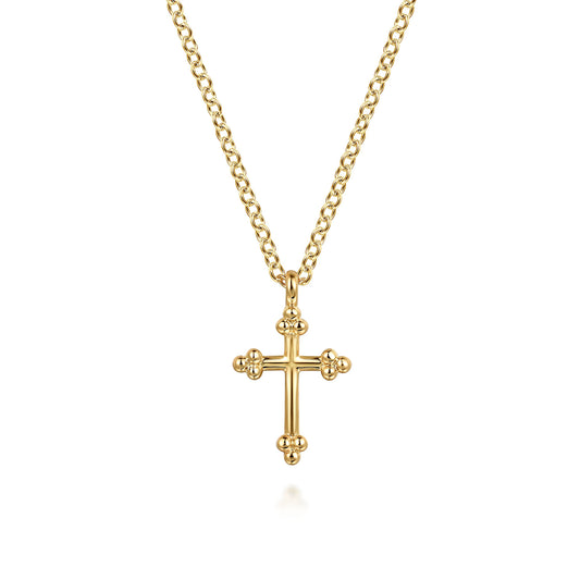 Gabriel & Co. 14K Yellow Gold Plain 12mm Cross Pendant