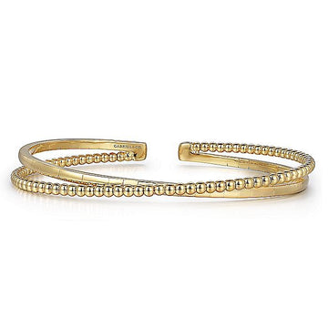 Gabriel & Co 14K Yellow Gold BujukanBeaded Bangle Bracelet Cuff
