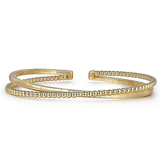 Gabriel & Co 14K Yellow Gold BujukanBeaded Bangle Bracelet Cuff