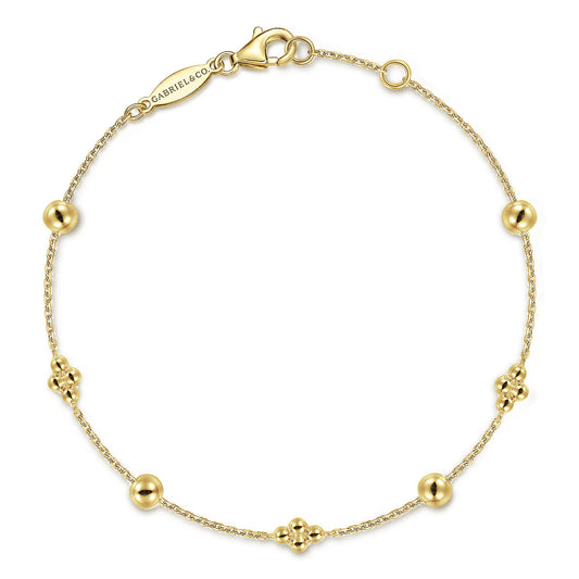 Gabriel & Co.14K Yellow Gold Clover Station Bracelet