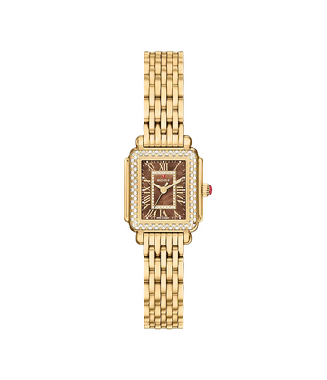 Michele Deco Madison Mini Diamond 18K Gold-Plated Stainless Steel Watch