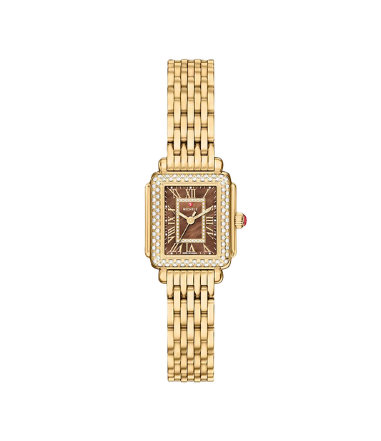 Michele Deco Madison Mini Diamond 18K Gold-Plated Stainless Steel Watch