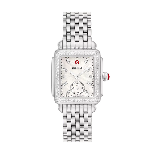 Michele Deco Mid Diamond Stainless Steel Watch