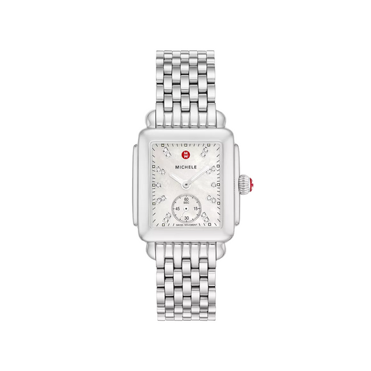 Michele Deco Mid Stainless Diamond Dial Watch