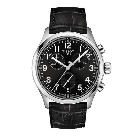 Tissot Chrono L with 42mm Black Chronograph Dial  and Black Leather Strap