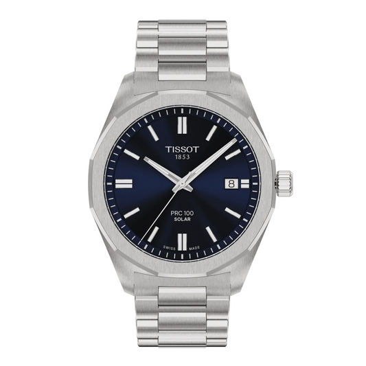 Tissot Stainless Steel PRC 100 Solar 39mm Dark Blue Dial Watch