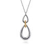 Gabriel & Co. Sterling Silver and 14K Bujukan Teardrop Necklace