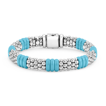 Lagos Sterling Silver Blue Ceramic Caviar Bracelet