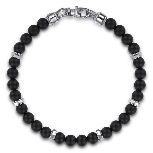 Gabriel & Co. Sterling Silver & Black Titanium Bead Bracelet
