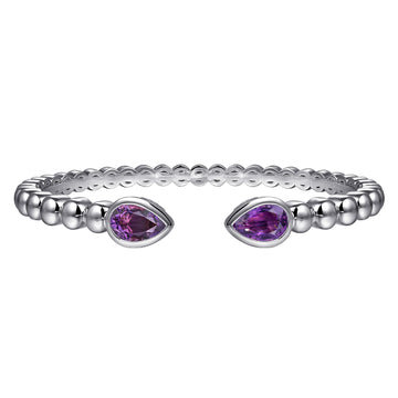Gabriel & Co. Sterling Silver Bujukan and Amethyst Split Bangle