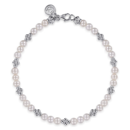Gabriel & Co. Sterling Silver Bujukan Pearl Station Bracelet