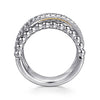 Gabriel & Co. Sterling Silver & 14K Bujukan Wide Criss-Cross Ring