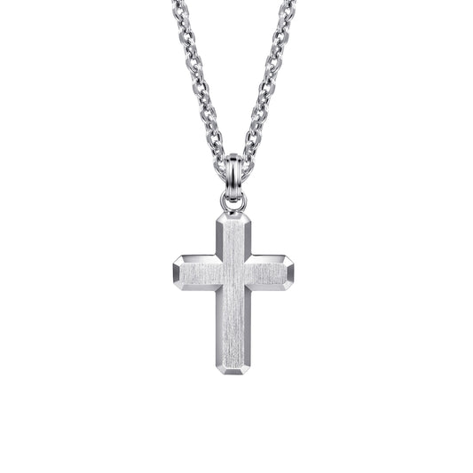 Gabriel & Co. Sterling Silver Brushed Cross Pendant Necklace