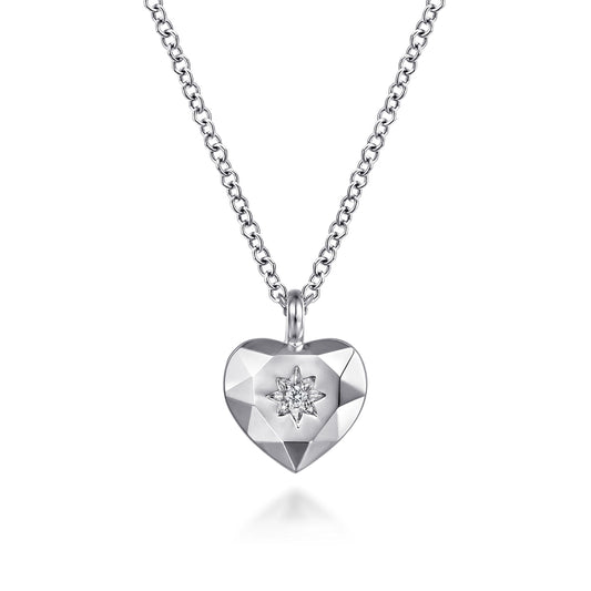 Gabriel & Co. Sterling Silver Diamond-Cut Heart Pendant
