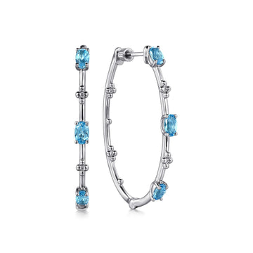 Gabriel & Co. Sterling Silver Swiss Blue Topaz Bujukan Hoops