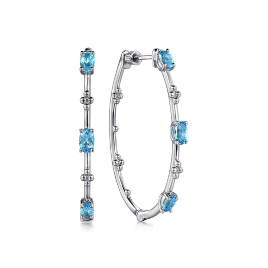 Gabriel & Co. Sterling Silver Swiss Blue Topaz Bujukan Hoops
