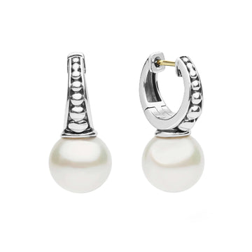 Lagos Sterling Silver 11mm Pearl Drop Huggie Earrings