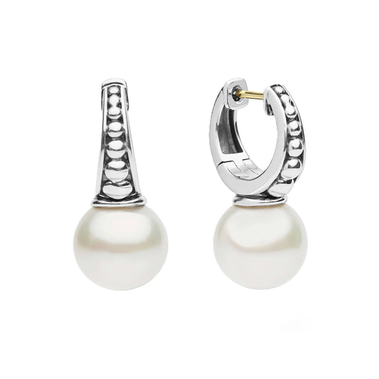 Lagos Sterling Silver 11mm Pearl Drop Huggie Earrings